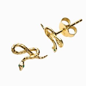 Awe Inspires Emerald Eye Snake Studs - NWT - 14 k gold Vermillion